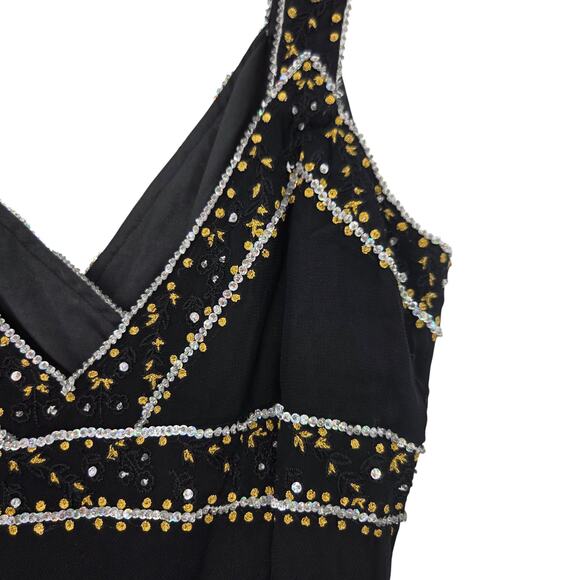 VINTAGE CHARLOTTE RUSSE LARGE Y2K BEADED ASYMMETRIC KNEE LENGTH DRESS - Picture 6 of 6